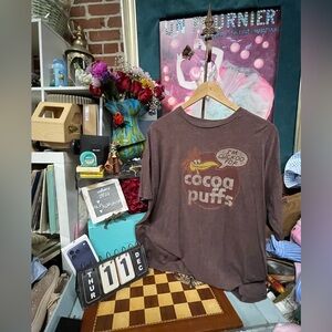 Vintage General Mills Medium Faded Cocoa Puffs Cereal Spell Out T-Shirt Brown